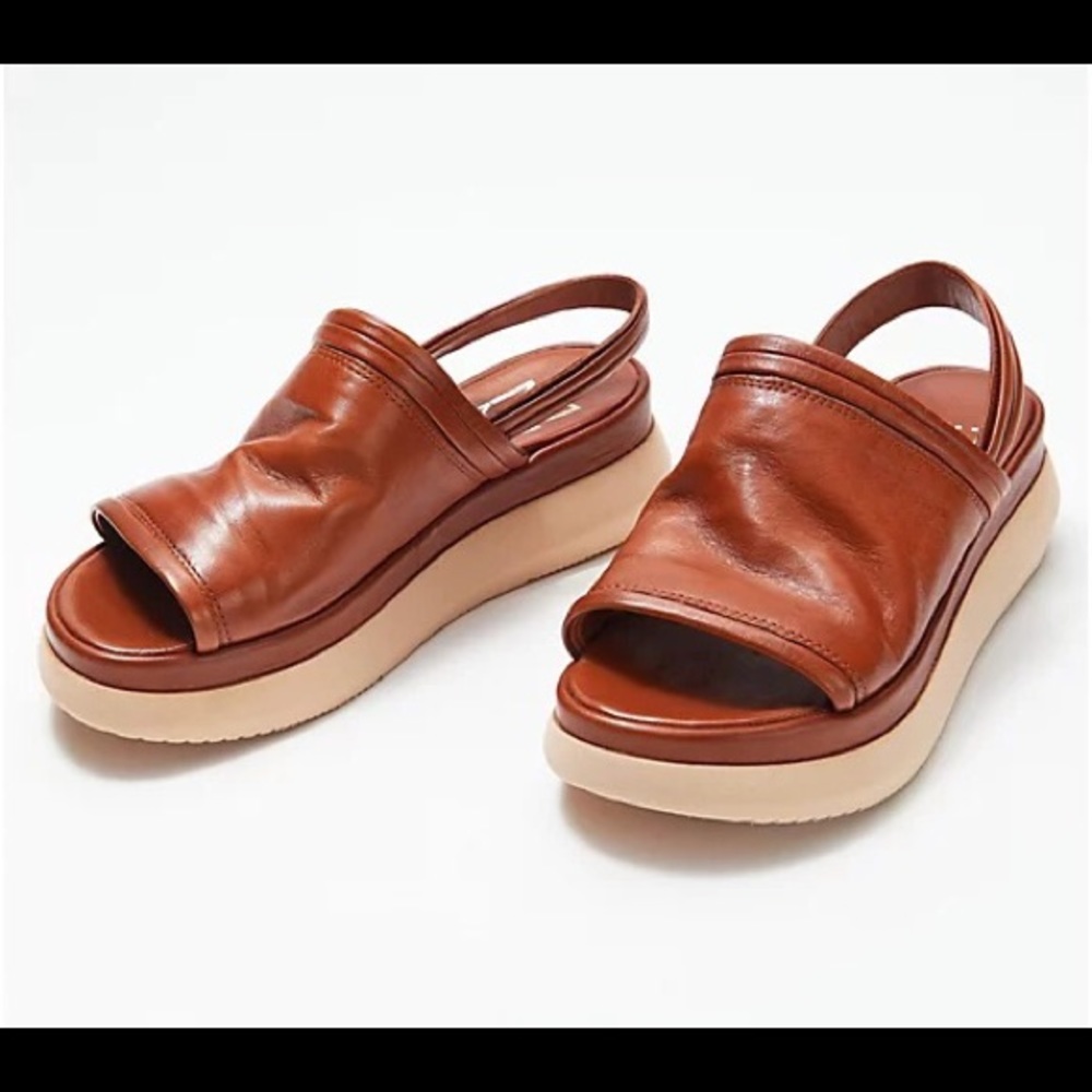 EUC Miz Mooz Rust Peep Sandals Platform with Strap Size 39